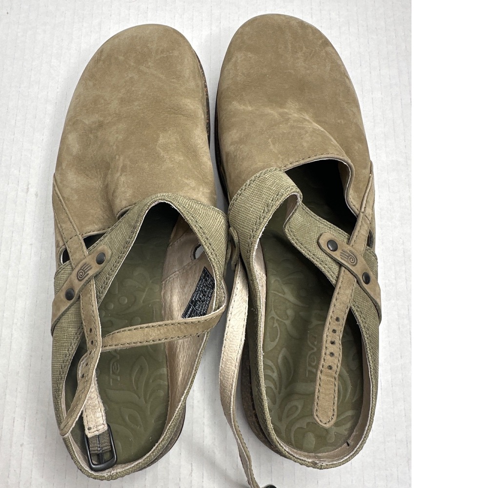 Teva Ventura Women's Clogs Sz 7 Tan Nubuck Suede Sling Back Adj.‎ Strap Casual - Picture 6 of 8